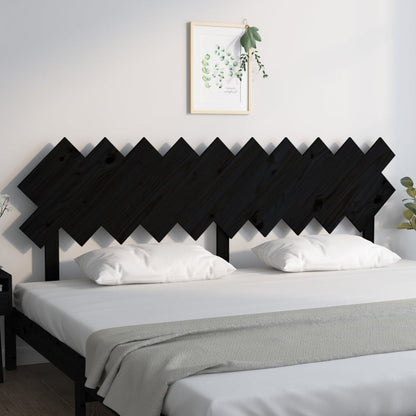 Solid Pine Wood Black Headboard - 196x3x80.5 cm