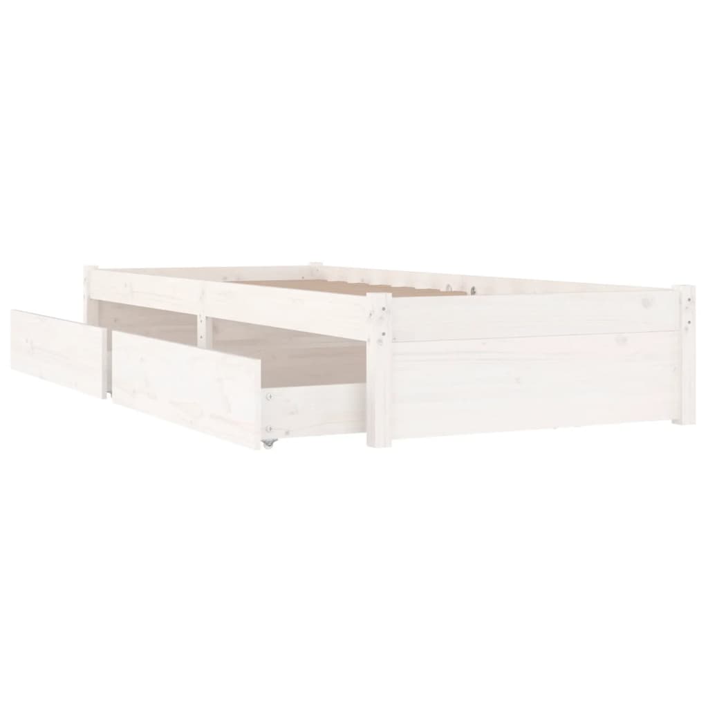 vidaXL White Bed Frame w/ Storage Drawers 90x200 cm - No Mattress