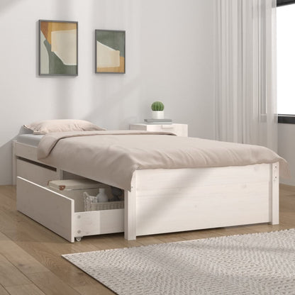 vidaXL White Bed Frame w/ Storage Drawers 90x200 cm - No Mattress