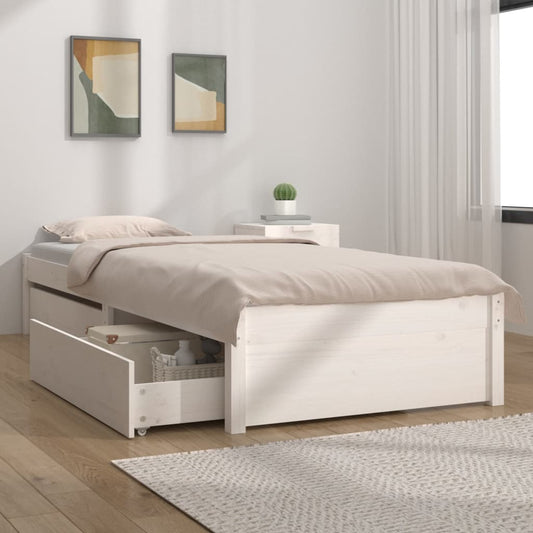 vidaXL White Bed Frame w/ Storage Drawers 90x200 cm - No Mattress