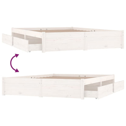 vidaXL White Bed Frame with Storage Drawers 140x190 cm