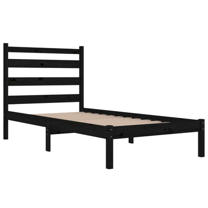 vidaXL Black Solid Wood Bed Frame 100x200 cm - No Mattress Included