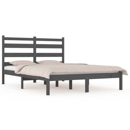Solid Wood Grey Bed Frame 200x200 cm - vidaXL 3103670