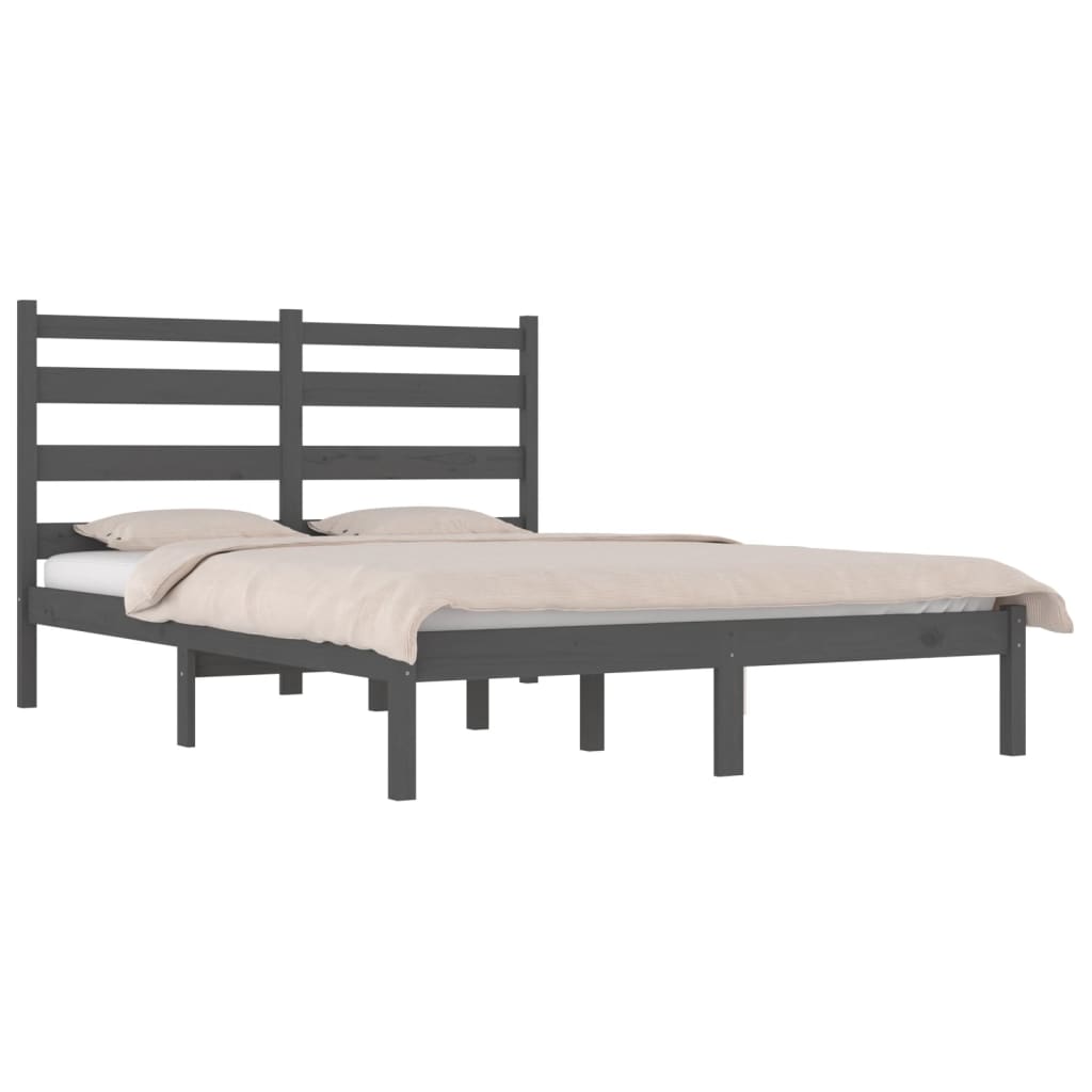 Solid Wood Grey Bed Frame 200x200 cm - vidaXL 3103670