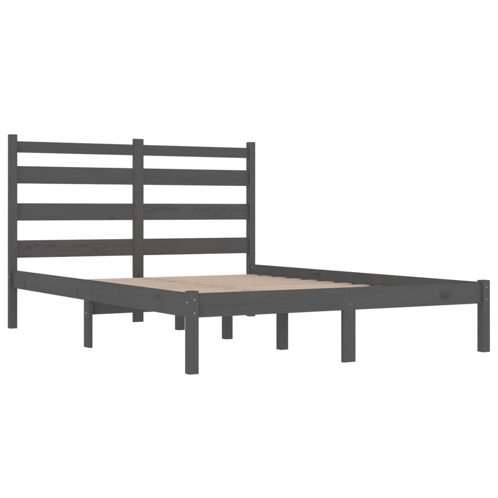 Solid Wood Grey Bed Frame 200x200 cm - vidaXL 3103670