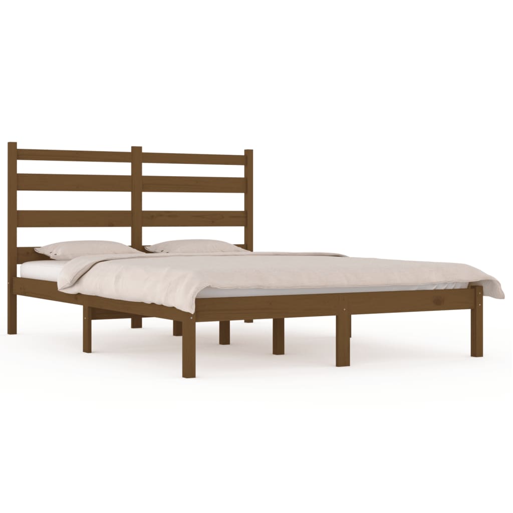Solid Wood Honey Brown Bed Frame 200x200 cm - vidaXL