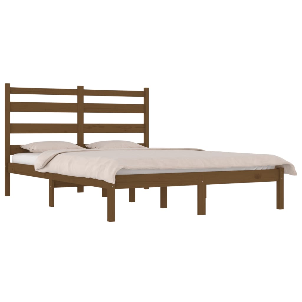 Solid Wood Honey Brown Bed Frame 200x200 cm - vidaXL