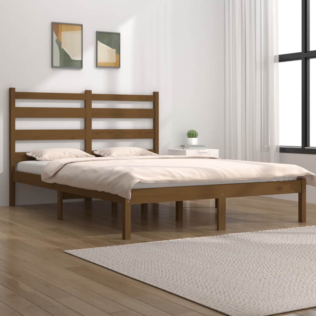 Solid Wood Honey Brown Bed Frame 200x200 cm - vidaXL