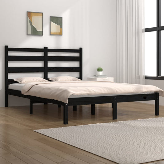 vidaXL Solid Wood Bed Frame, Black, 200x200 cm - No Mattress Included