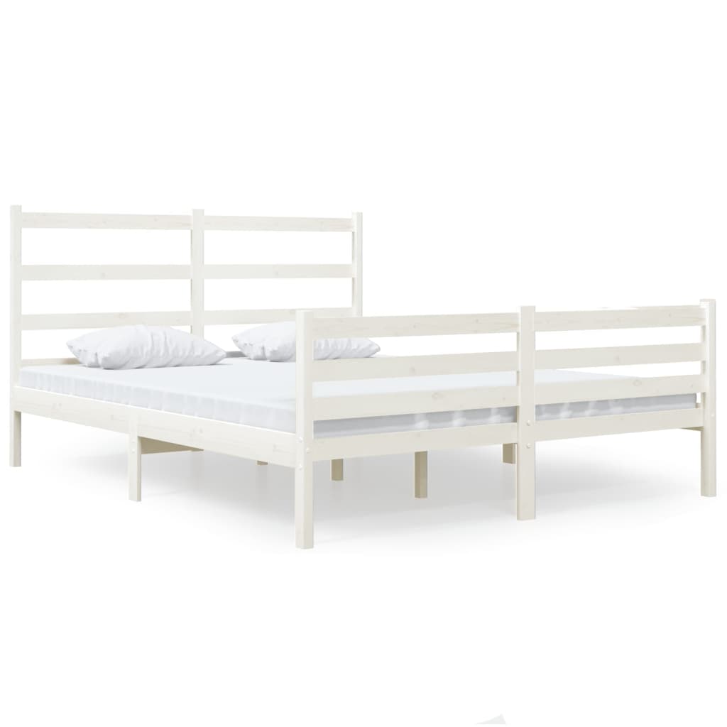 White Solid Wood Small Double Bed Frame - No Mattress Included