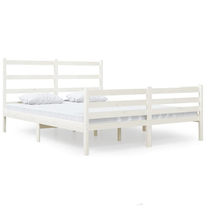 White Solid Wood Small Double Bed Frame - No Mattress Included