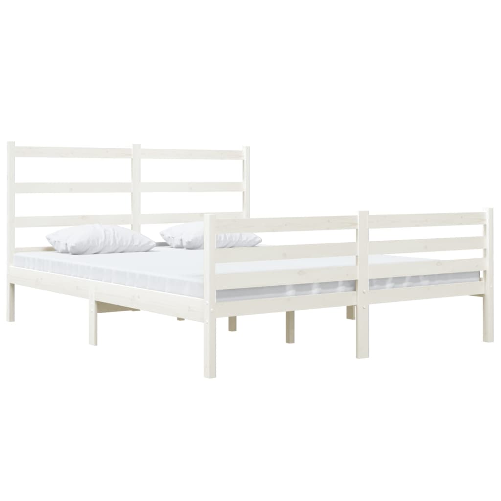 White Solid Wood Small Double Bed Frame - No Mattress Included