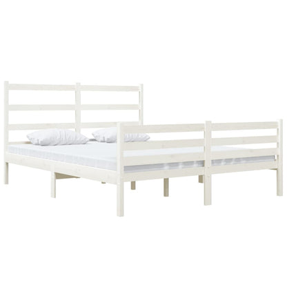 White Solid Wood Small Double Bed Frame - No Mattress Included