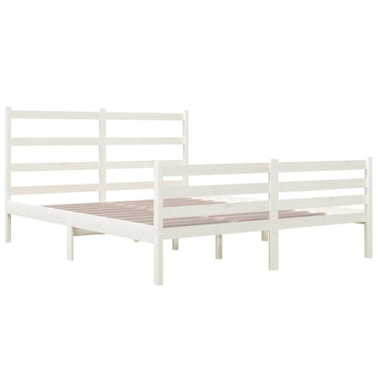 White Solid Wood Small Double Bed Frame - No Mattress Included
