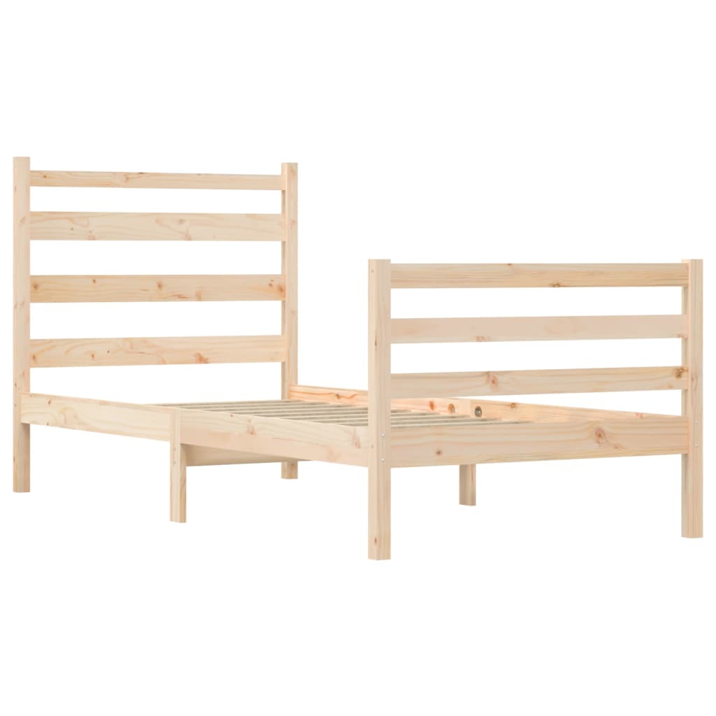 Solid Pine Wood Bed Frame 90x200 cm - Mattress Not Included