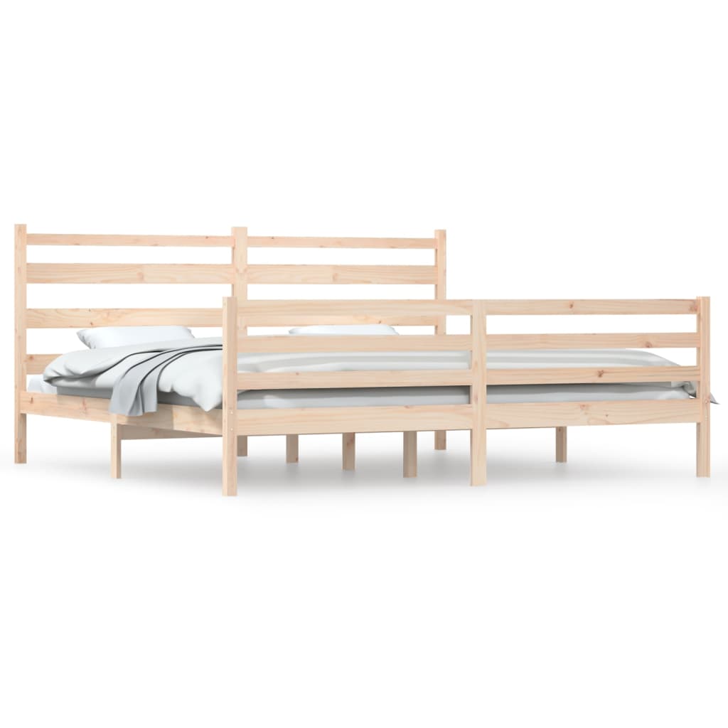 Solid Pine Wood Bed Frame, 200x200 cm – Durable & Stylish Design