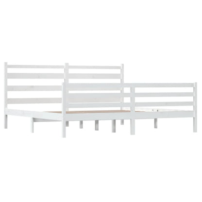 Solid Pine Wood Bed Frame 200x200 cm - White Finish