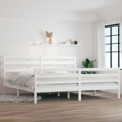 Solid Pine Wood Bed Frame 200x200 cm - White Finish