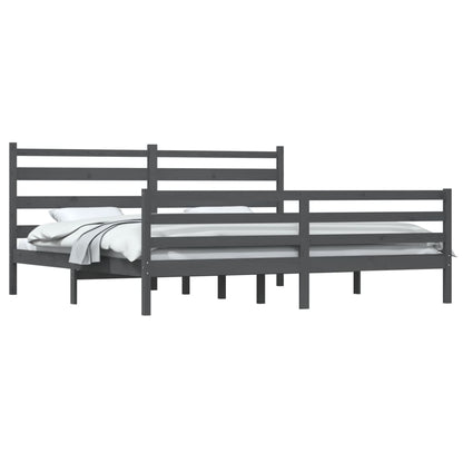 Solid Wood Pine Bed Frame in Grey, 200x200 cm - No Mattress Included