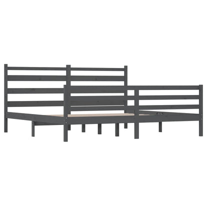 Solid Wood Pine Bed Frame in Grey, 200x200 cm - No Mattress Included