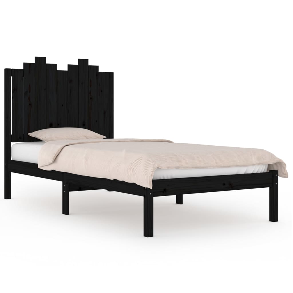 Black Solid Wood Bed Frame 100x200 cm | vidaXL (No Mattress)