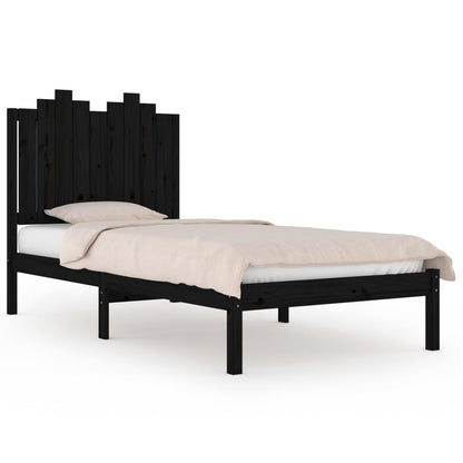 Black Solid Wood Bed Frame 100x200 cm | vidaXL (No Mattress)