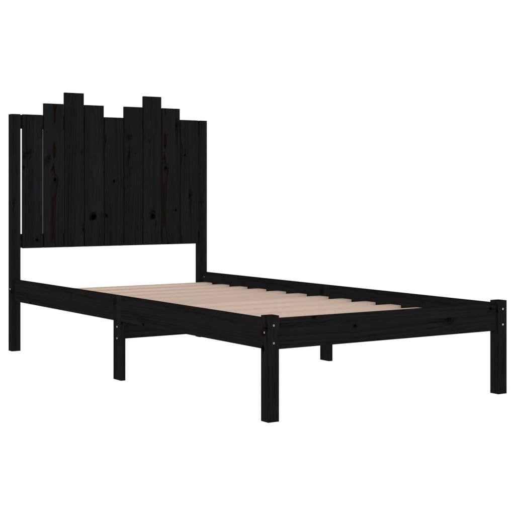 Black Solid Wood Bed Frame 100x200 cm | vidaXL (No Mattress)