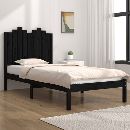 Black Solid Wood Bed Frame 100x200 cm | vidaXL (No Mattress)
