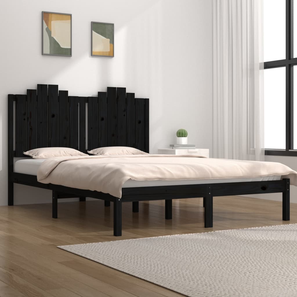Black Solid Wood Bed Frame 200x200 cm - vidaXL (No Mattress)