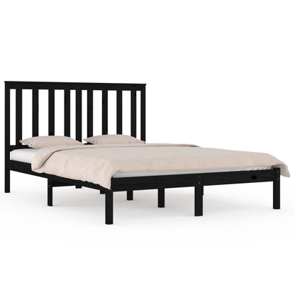 Black Solid Wood Bed Frame 140x190 cm - vidaXL (No Mattress)