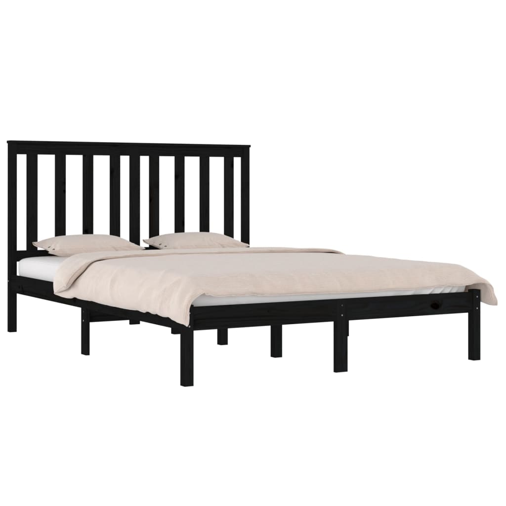 Black Solid Wood Bed Frame 140x190 cm - vidaXL (No Mattress)