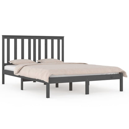 Grey Solid Wood Bed Frame 200x200 cm - vidaXL (No Mattress)