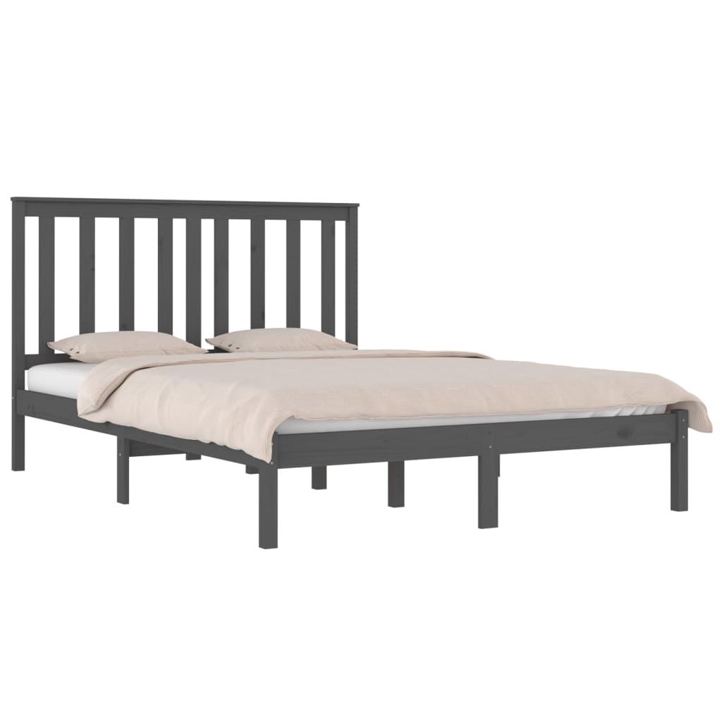 Grey Solid Wood Bed Frame 200x200 cm - vidaXL (No Mattress)