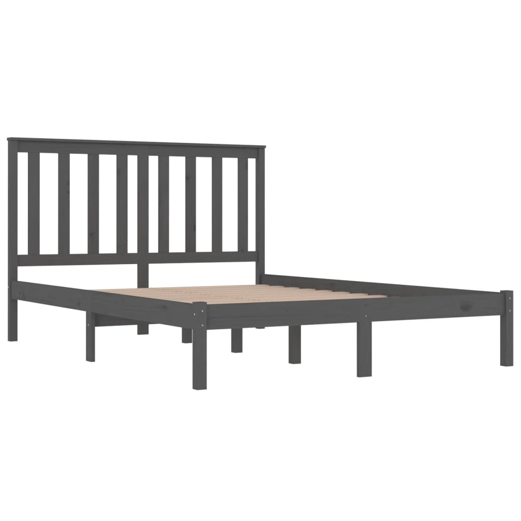 Grey Solid Wood Bed Frame 200x200 cm - vidaXL (No Mattress)