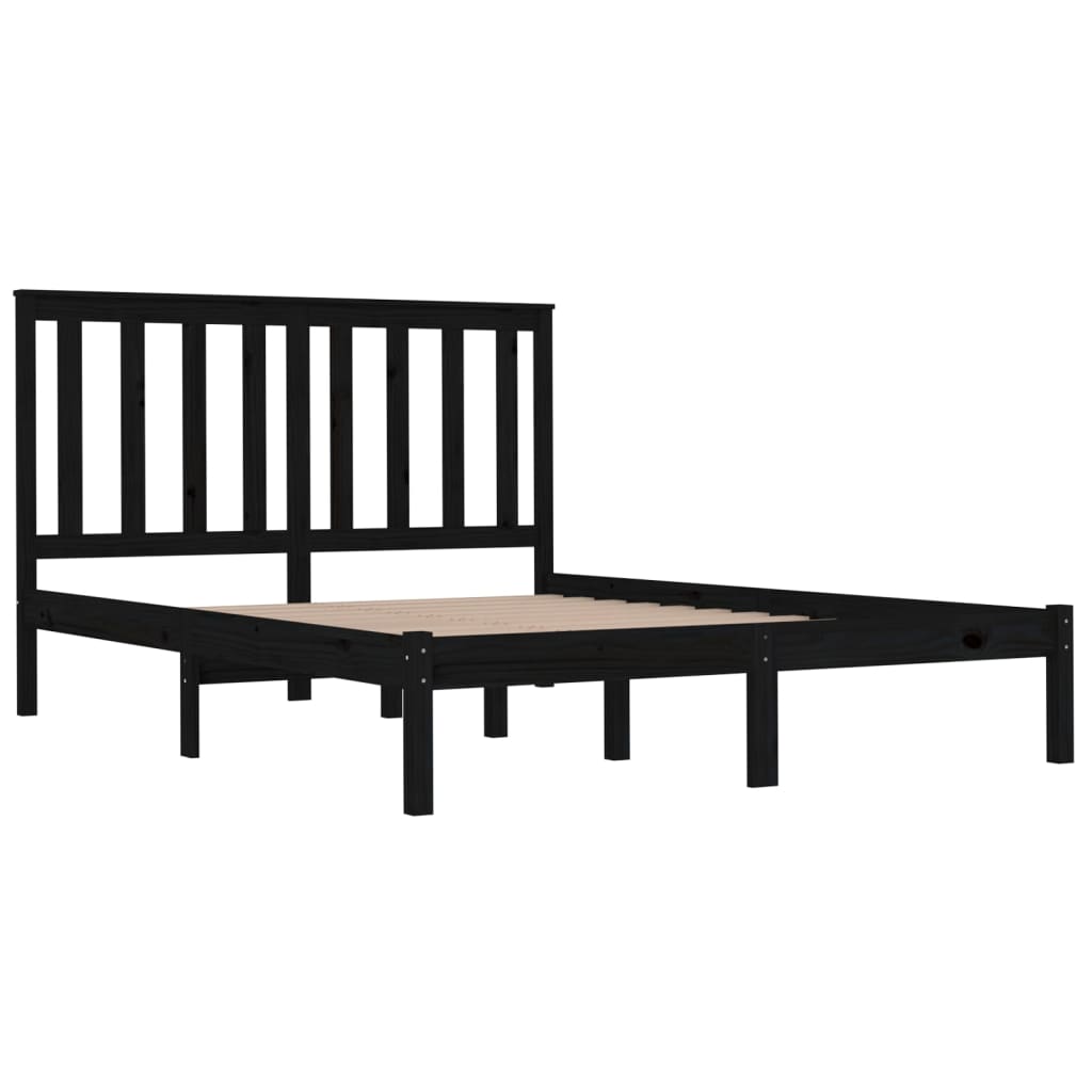 vidaXL Black Solid Wood Bed Frame 200x200 cm - No Mattress Included