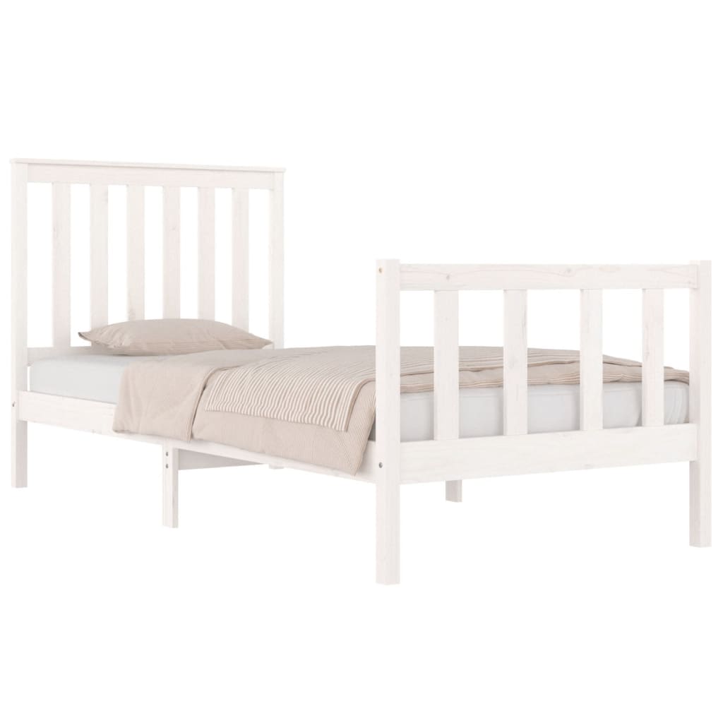 Solid Wood White Bed Frame - Small Single, No Mattress