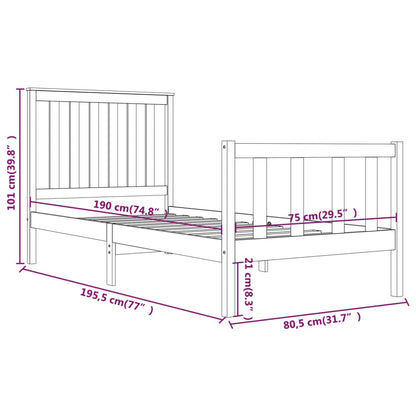 Solid Wood White Bed Frame - Small Single, No Mattress