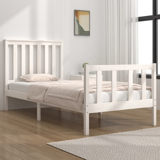 Solid Wood White Bed Frame - Small Single, No Mattress