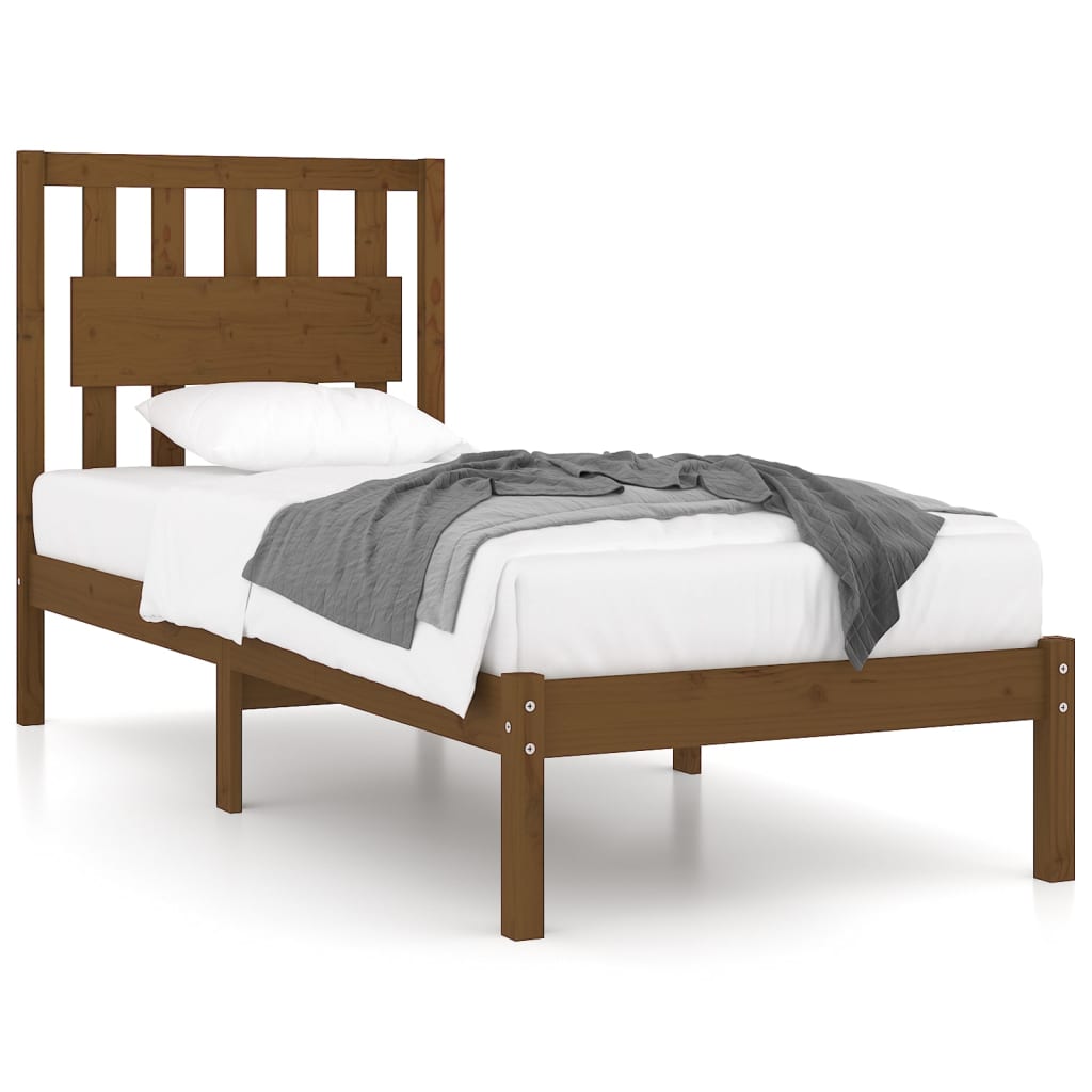 3103926 vidaXL Bed Frame without Mattress Honey Brown Solid Wood 100x200 cm (810010+818558)