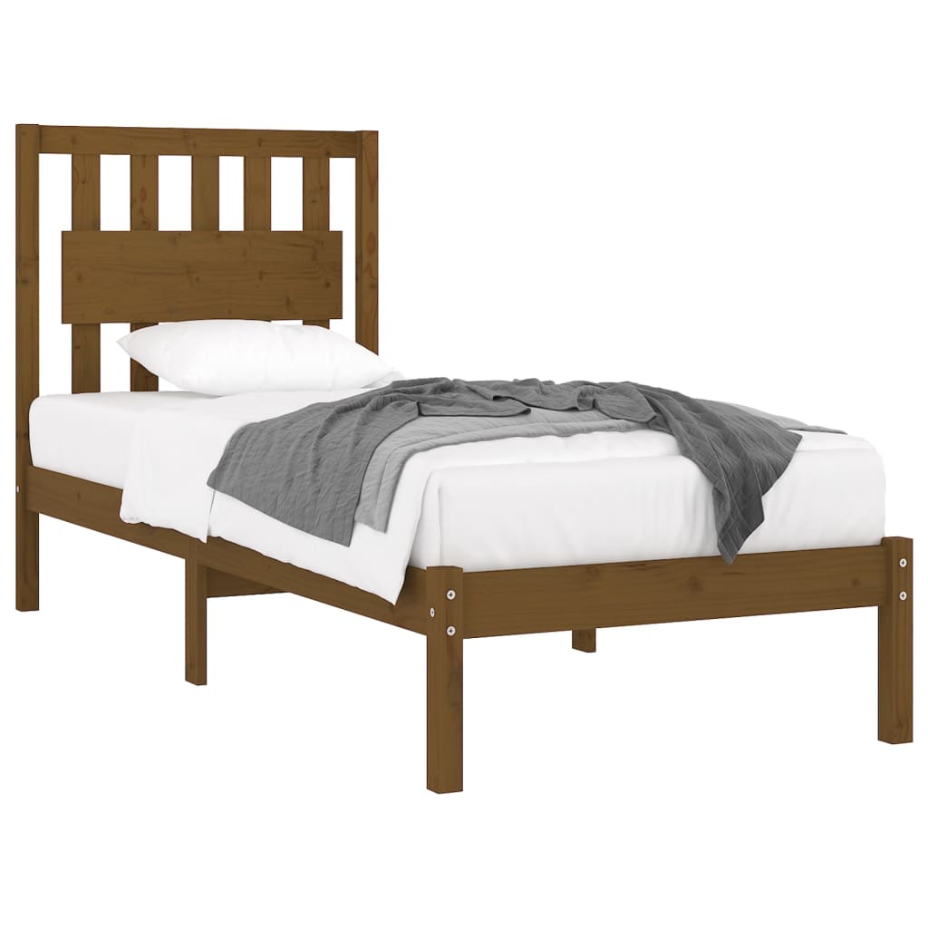 3103926 vidaXL Bed Frame without Mattress Honey Brown Solid Wood 100x200 cm (810010+818558)