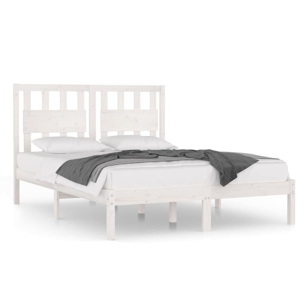 White Solid Wood Bed Frame 200x200 cm - vidaXL (No Mattress)