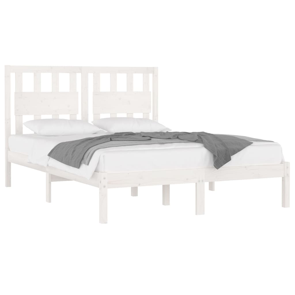 White Solid Wood Bed Frame 200x200 cm - vidaXL (No Mattress)