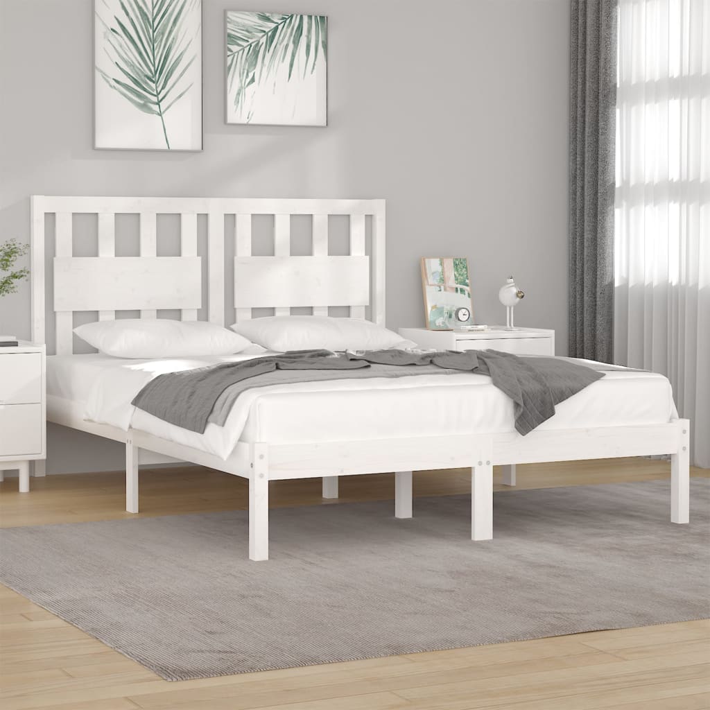 White Solid Wood Bed Frame 200x200 cm - vidaXL (No Mattress)
