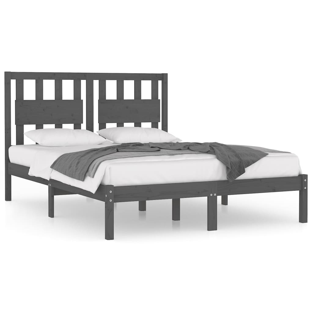 Grey Solid Wood Bed Frame 200x200 cm - vidaXL (No Mattress)