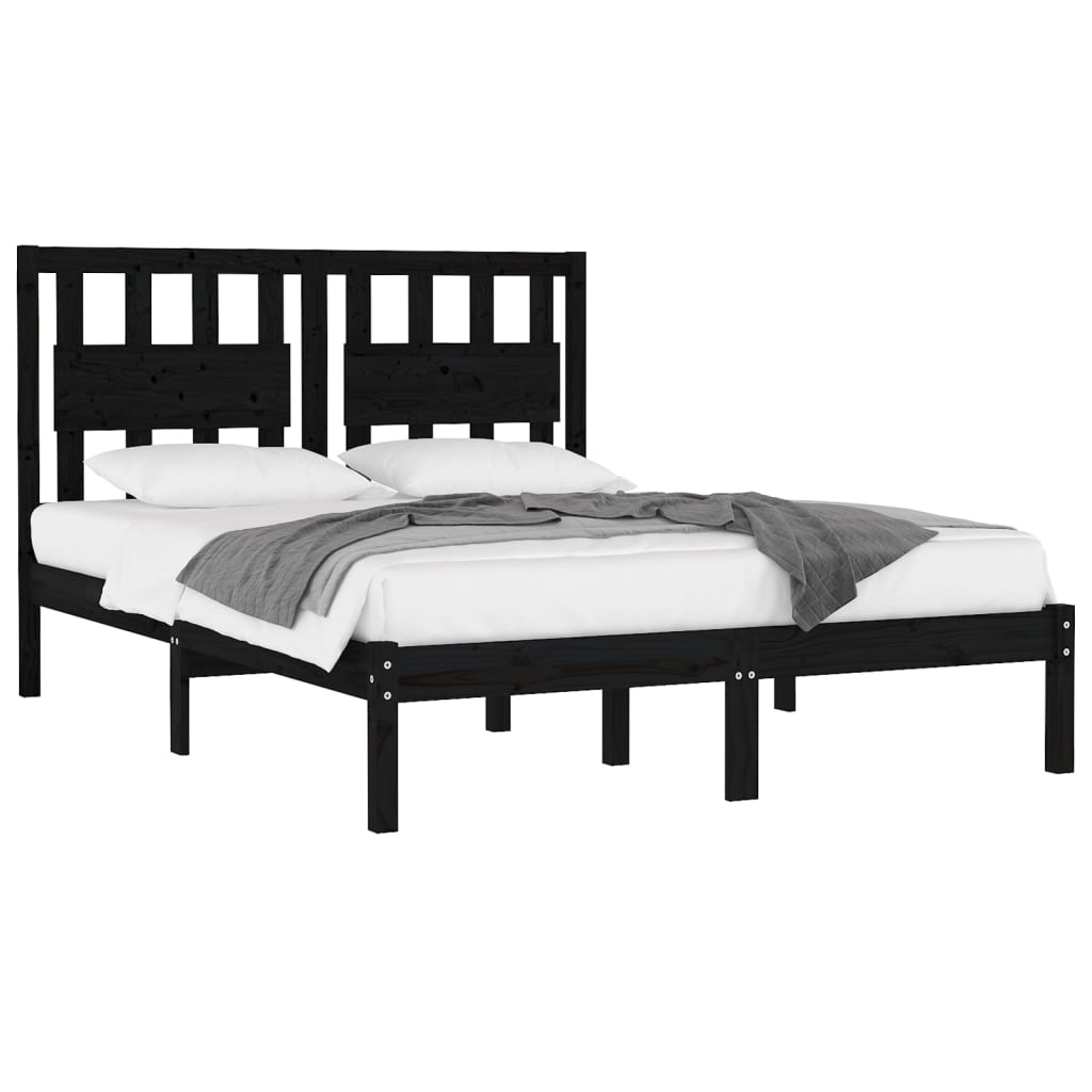 Black Solid Wood Bed Frame 200x200 cm - vidaXL (No Mattress)