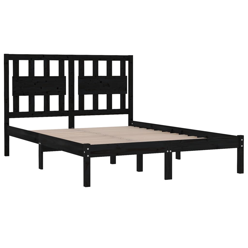 Black Solid Wood Bed Frame 200x200 cm - vidaXL (No Mattress)