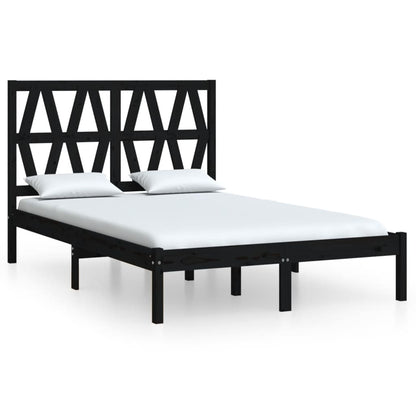 vidaXL Black Solid Wood Bed Frame 140x190 cm (No Mattress)