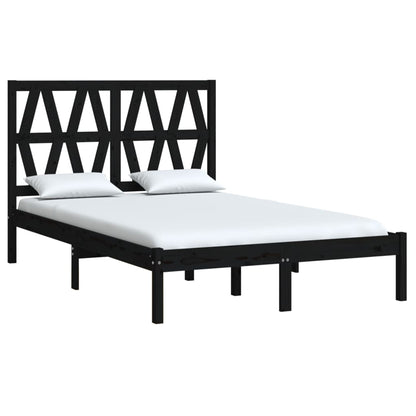 vidaXL Black Solid Wood Bed Frame 140x190 cm (No Mattress)