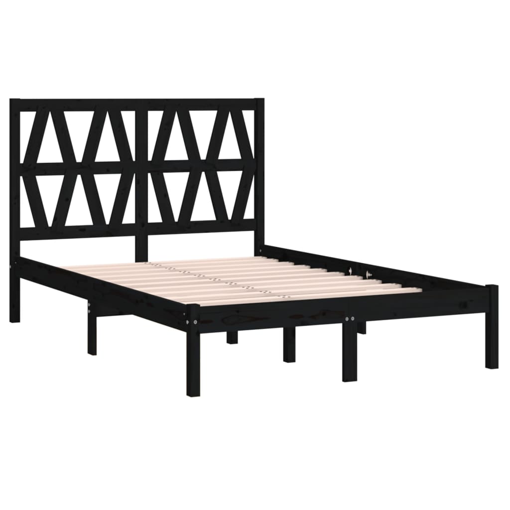 vidaXL Black Solid Wood Bed Frame 140x190 cm (No Mattress)