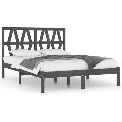 Grey Solid Wood Bed Frame 200x200 cm | vidaXL (No Mattress)
